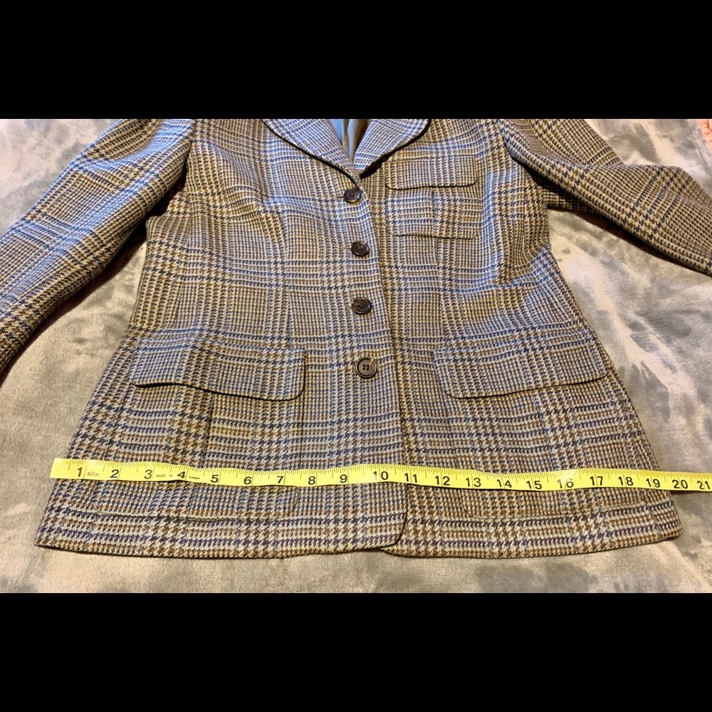 Talbots olive plaid wool blazer size 4 - Picture 6 of 8